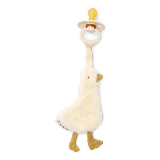 Doudou attache-tétine en teddy - Oie
