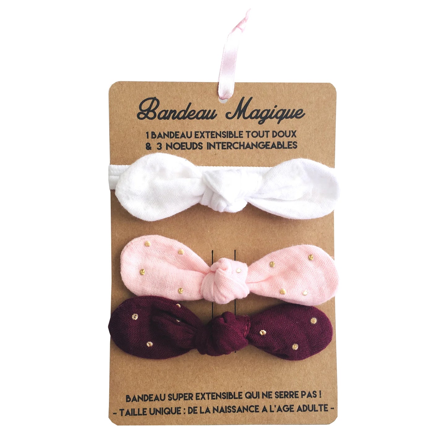 Bandeau magique (1 bandeau extensible + 3 nœuds) – Poètique