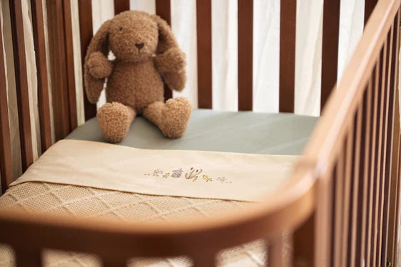 Couverture Berceau Check Knit Oatmeal/ Teddy fleece 75x100