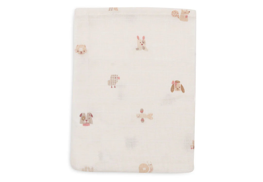 Gant de Toilette Gaze de Coton 15x20cm - Animal Friends - 3 Unités