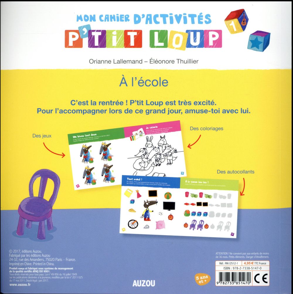 Mon Cahier d'Activités P'tit Loup – À l'école