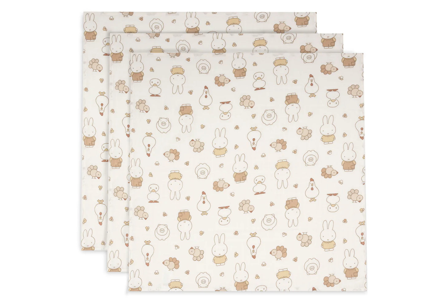 Lange Gaze de Coton 70x70cm - Miffy Family Farm - 3 Unités