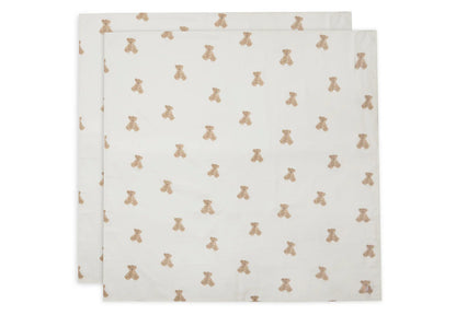 Lange gaze de coton 115x115cm - Teddy Bear - 2 Unités