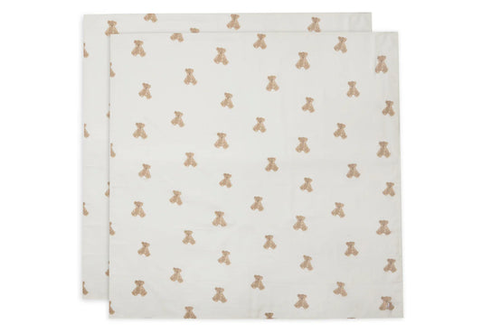 Lange gaze de coton 115x115cm - Teddy Bear - 2 Unités