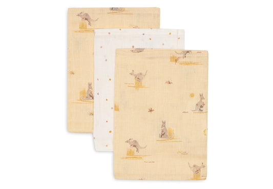 Gant de Toilette Gaze de Coton - Kangaroots - 3 Unités