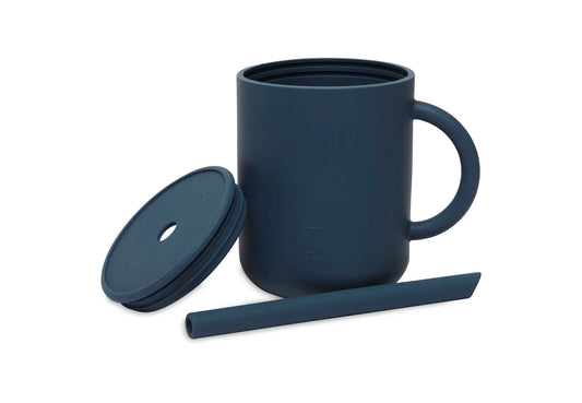 Gobelet avec paille - Silicone bleu