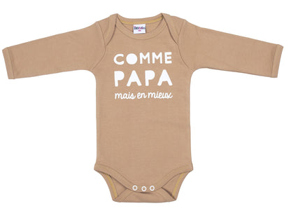 Body manches longues “Comme papa mais en mieux” (2 tailles)