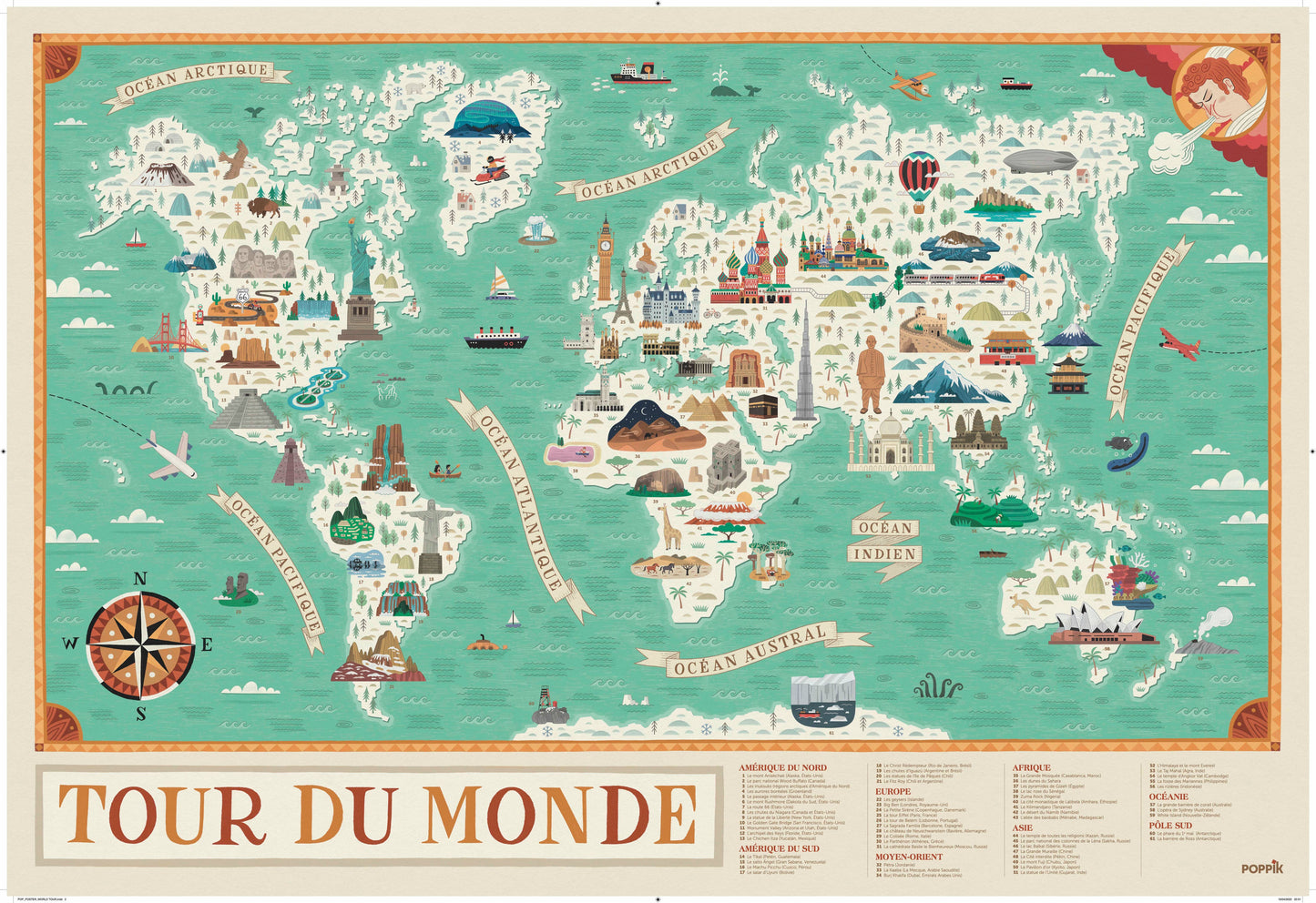 Poster éducatif le tour du monde