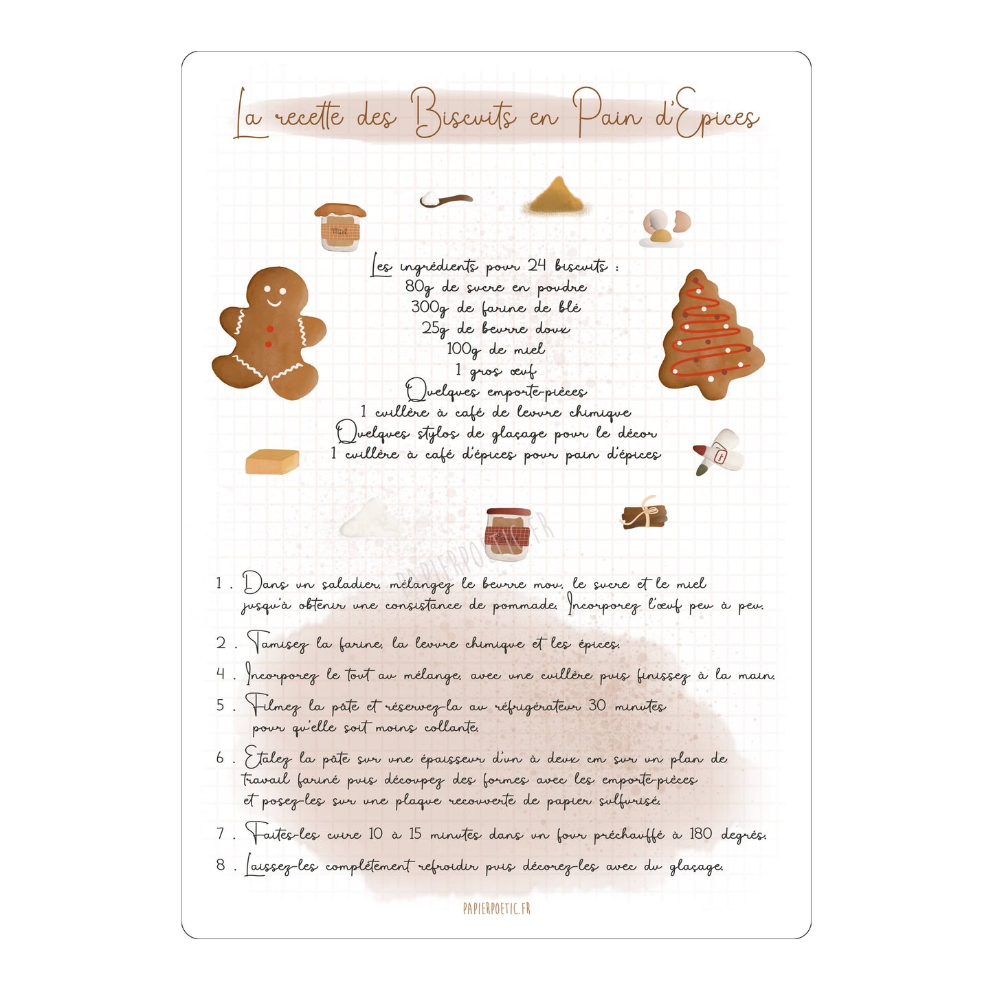 Carte Recette "Biscuits pain d'épices"