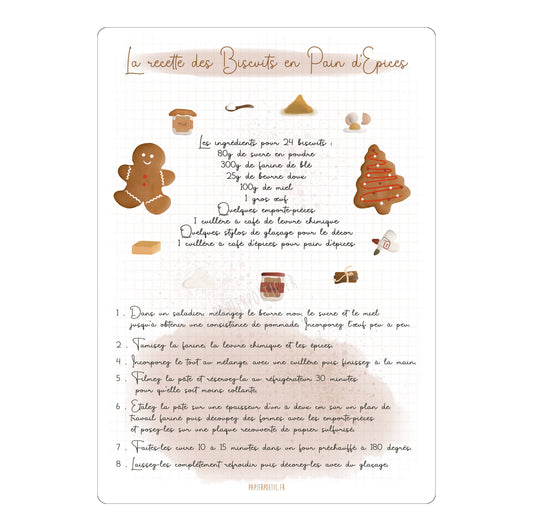 Carte Recette "Biscuits pain d'épices"