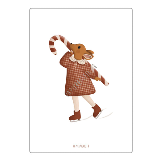 Carte Postale  "Biche en patins"