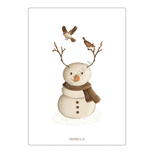 Carte Postale  "Bonhomme de neige"