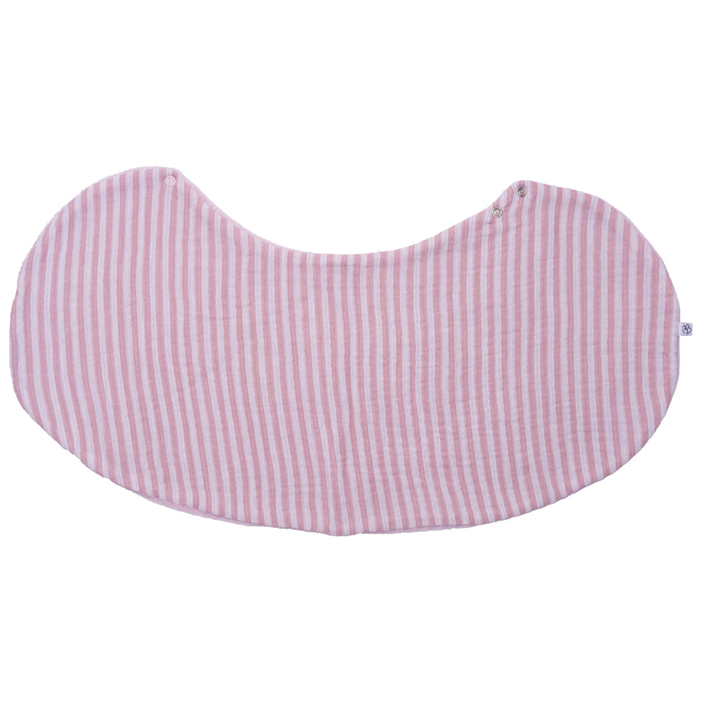 Bavoir 2 en 1 (poncho/ épaule)- rayé vieux rose