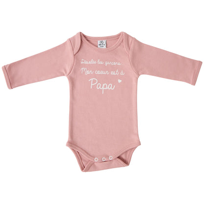 Body manches longues “Mon coeur est à papa” (2 tailles)