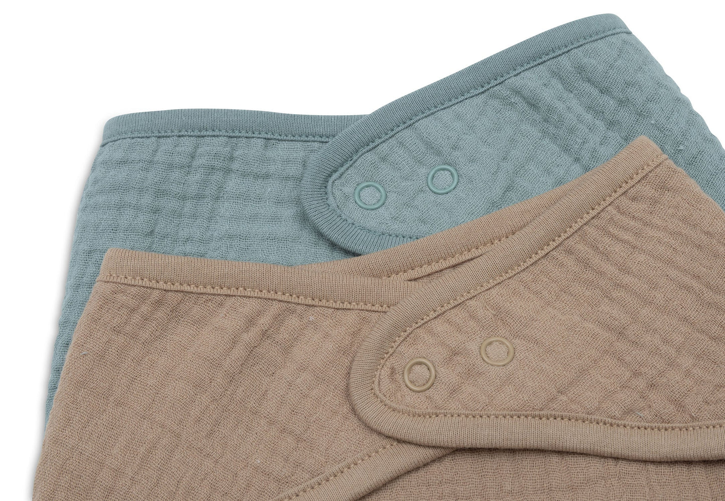 Bavoir Bandana Gaze de Coton - Sea Green/Biscuit x2