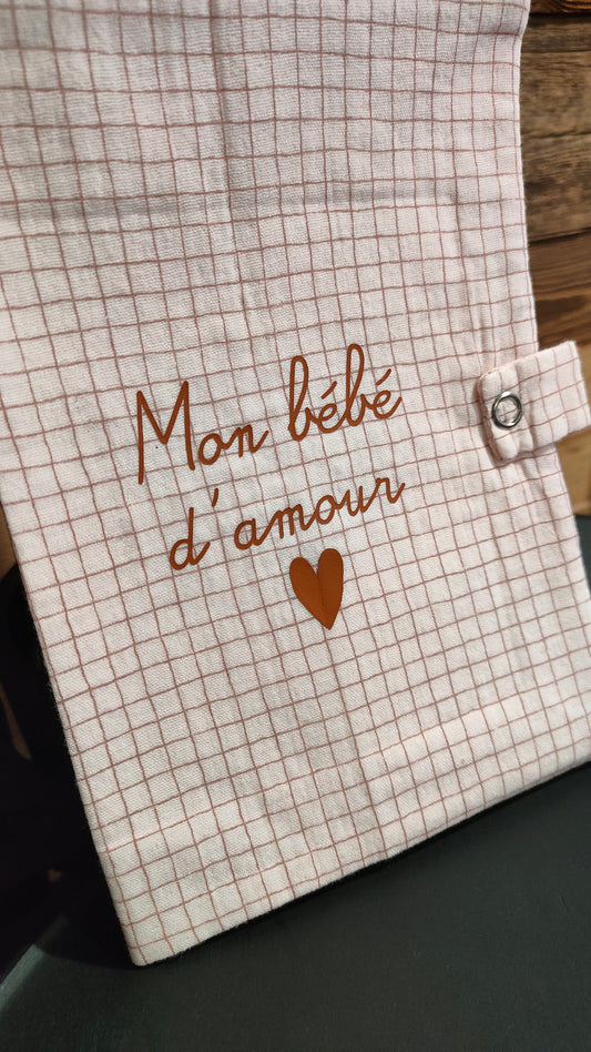 Protège carnet de santé gaze petits carreaux - Mon bébé d'amour