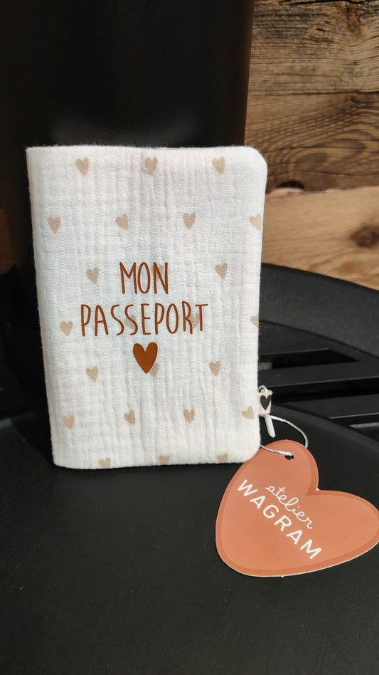 Protège passeport gaze coeurs - MON PASSEPORT