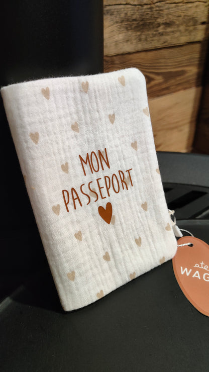 Protège passeport gaze coeurs - MON PASSEPORT