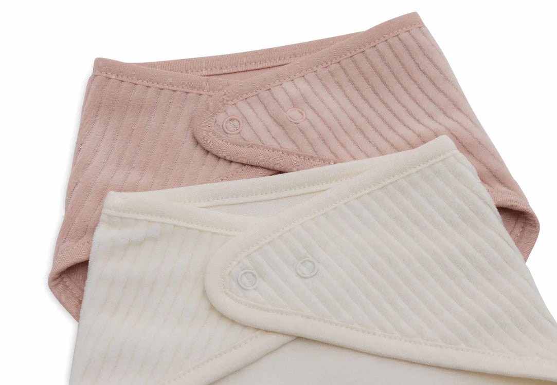 bavoir bandana Velvet Rib Wilde rose/ ivory (pack de 2)