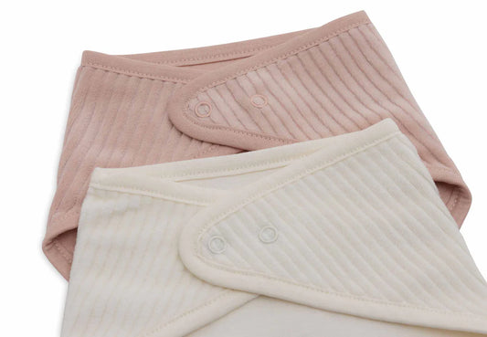 bavoir bandana Velvet Rib Wilde rose/ ivory (pack de 2)