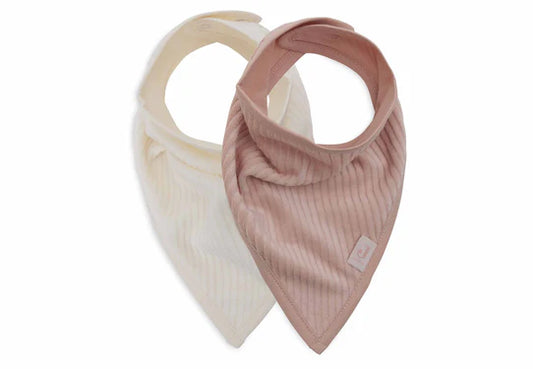 bavoir bandana Velvet Rib Wilde rose/ ivory (pack de 2)
