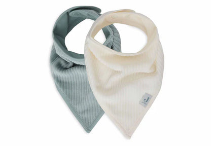 Bavoir bandana Velvet Rib sea green/ivory (pack de 2)