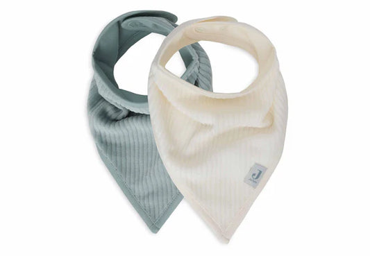 Bavoir bandana Velvet Rib sea green/ivory (pack de 2)