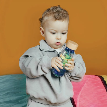 Bouteille sensorielle move - spirale bleu