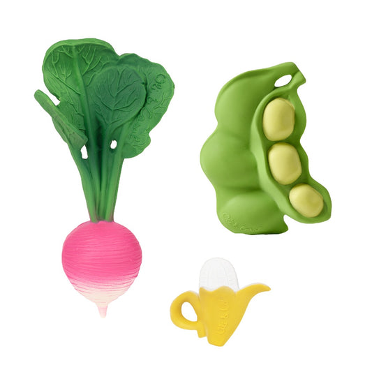 Coffret Cadeau Nouveau-né - 3 Anneaux de Dentition - Radis