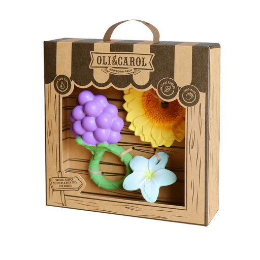 Coffret Cadeau Nouveau-né - 3 Anneaux de Dentition - Raisin