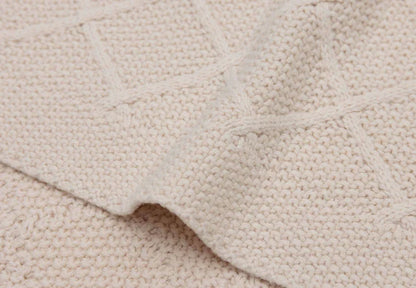 Couverture Berceau Check Knit Oatmeal/ Teddy fleece 75x100
