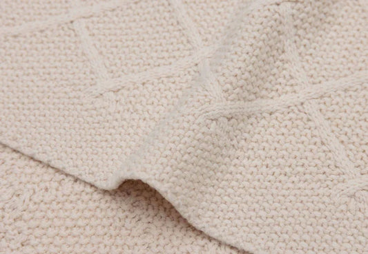 Couverture Berceau Check Knit Oatmeal/ Teddy fleece 75x100