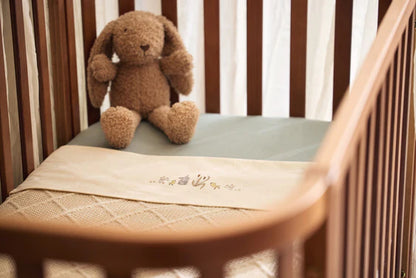 Couverture Berceau Check Knit Oatmeal/ Teddy fleece 75x100
