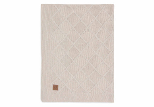 Couverture Berceau Check Knit Oatmeal/ Teddy fleece 75x100