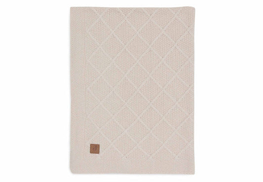 Couverture Berceau Check Knit Oatmeal/ Teddy fleece 75x100