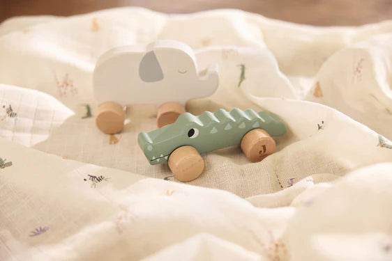 Crocodile en Bois à roulettes