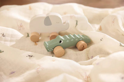 Crocodile en Bois à roulettes