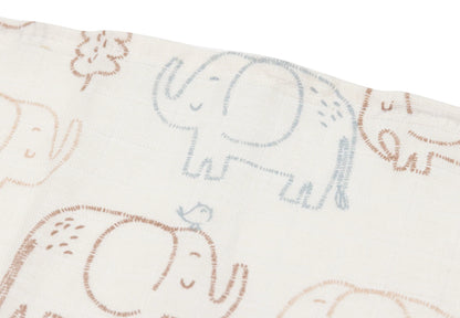 Lange Gaze de Coton Small 70x70cm - Elephant Tales - 3 Unités