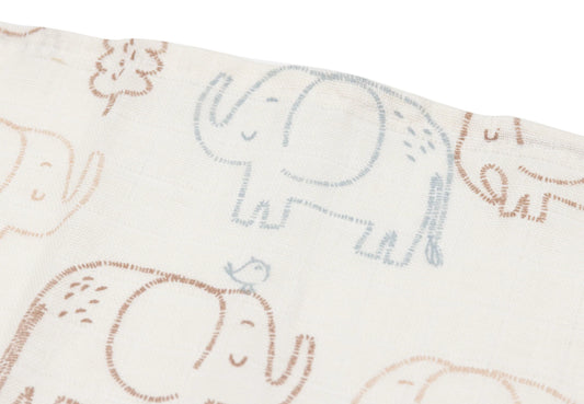 Lange Gaze de Coton Small 70x70cm - Elephant Tales - 3 Unités