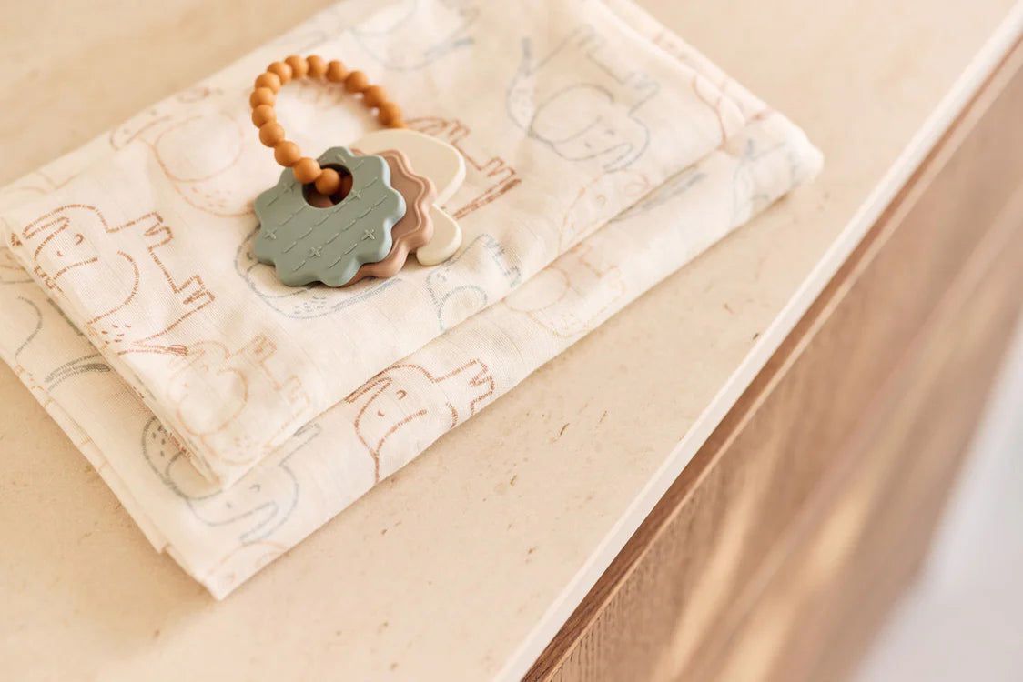 Lange Gaze de Coton Small 70x70cm - Elephant Tales - 3 Unités