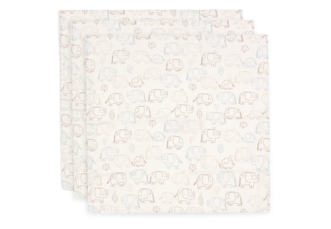 Lange Gaze de Coton Small 70x70cm - Elephant Tales - 3 Unités