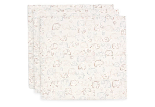 Lange Gaze de Coton Small 70x70cm - Elephant Tales - 3 Unités