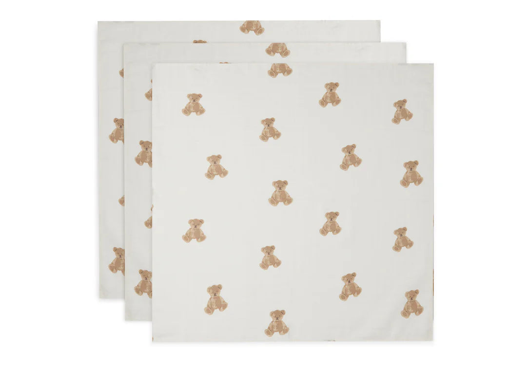 Lange Gaze de Coton  70x70cm - Teddy Bear - 3 Unités