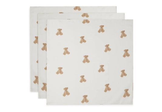 Lange Gaze de Coton  70x70cm - Teddy Bear - 3 Unités