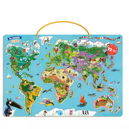 Ma carte du monde magnétique en puzzle - Je découvre le monde avec loup