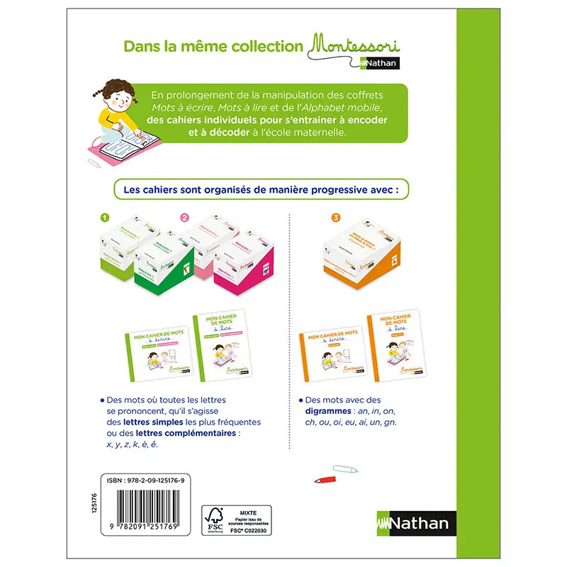 Mon Cahier de Mots à Lire – Lettres Simples et Complémentaires Montessori