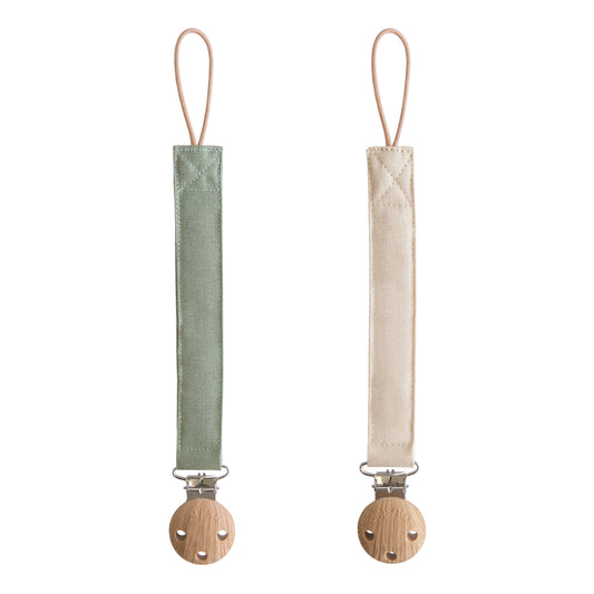 Lot 2 attaches-tétines en lin (2 variantes)
