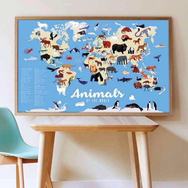 Poster XXL + Stickers - Animaux du Monde