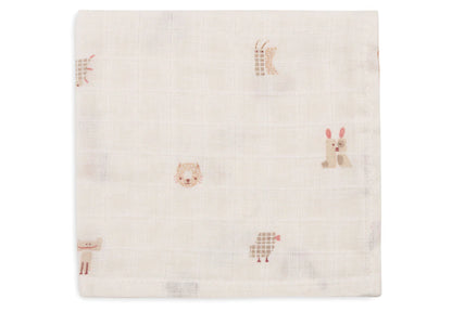 Serviette Gaze de Coton 31x31cm - Animal Friends - 3 Unités