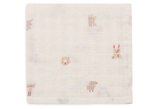 Serviette Gaze de Coton 31x31cm - Animal Friends - 3 Unités